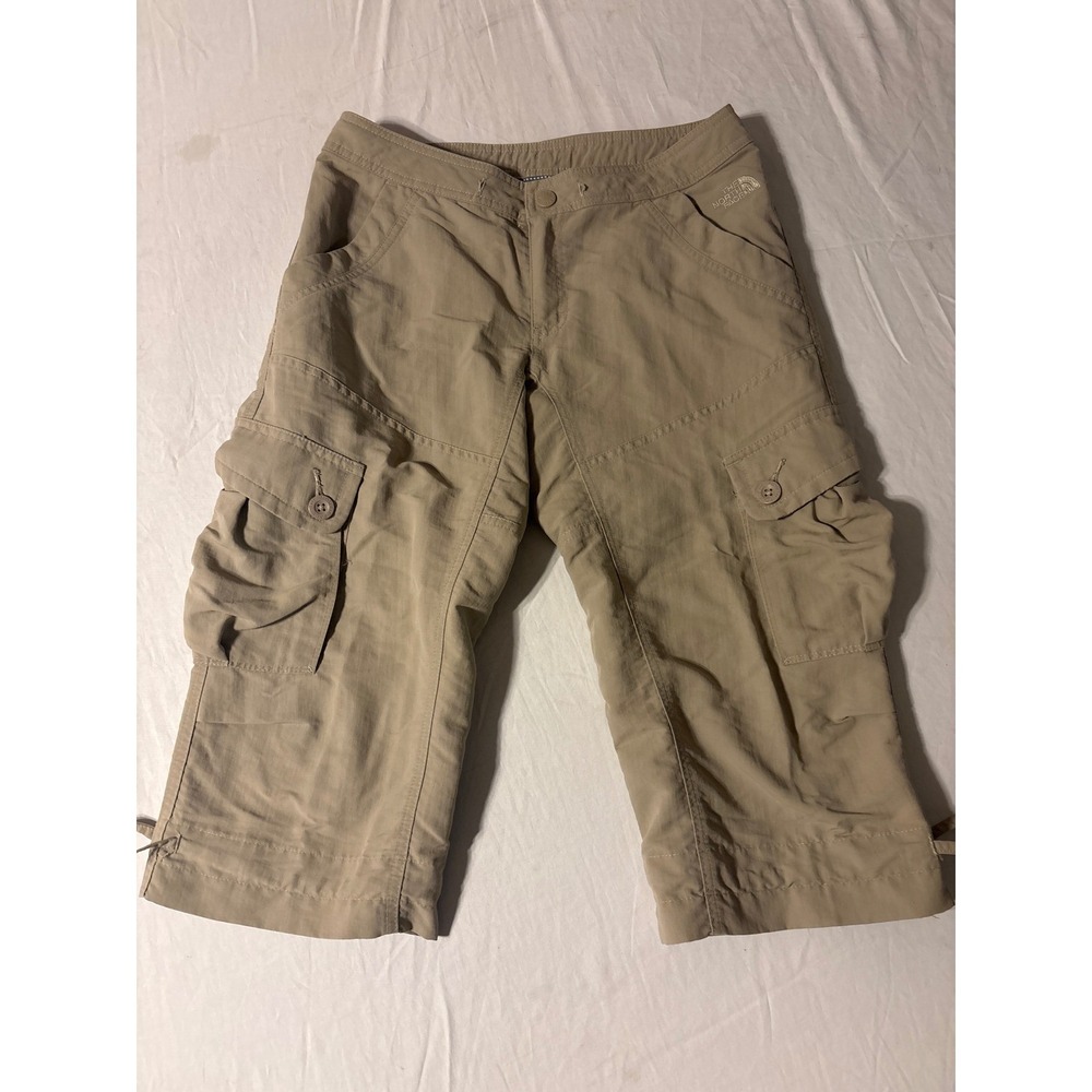 The North Face Cargo Capri‎ Pants Womens 30 Tan Excellent Hiking Utility Cropped